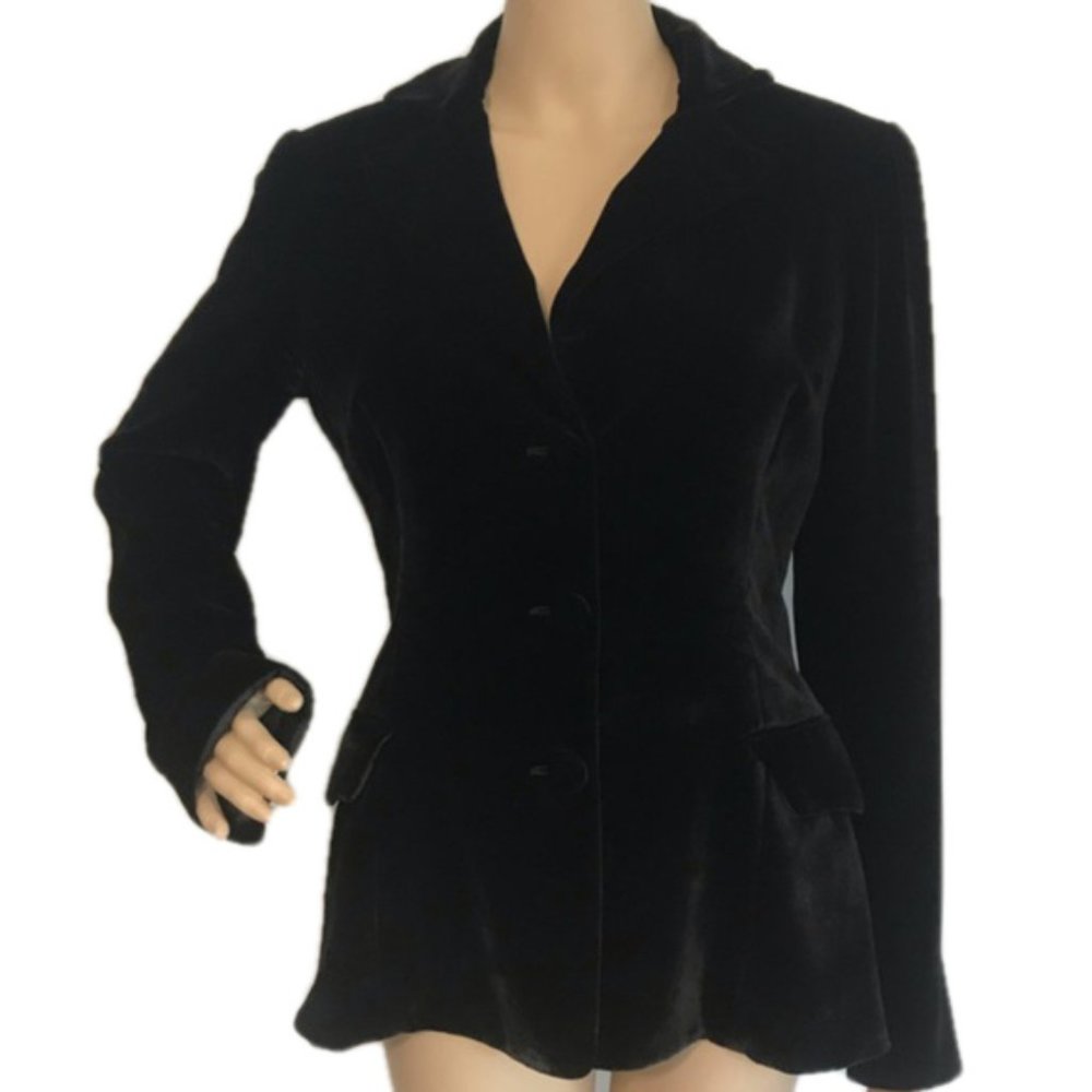BLUMARINE BLUGIRL S Italy Black Velvet silk blend Jacket dark academia goth